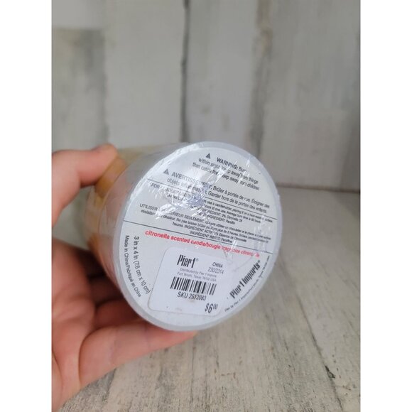 Pier 1 Imports Citronella white pillar scented candle - Picture 5 of 5